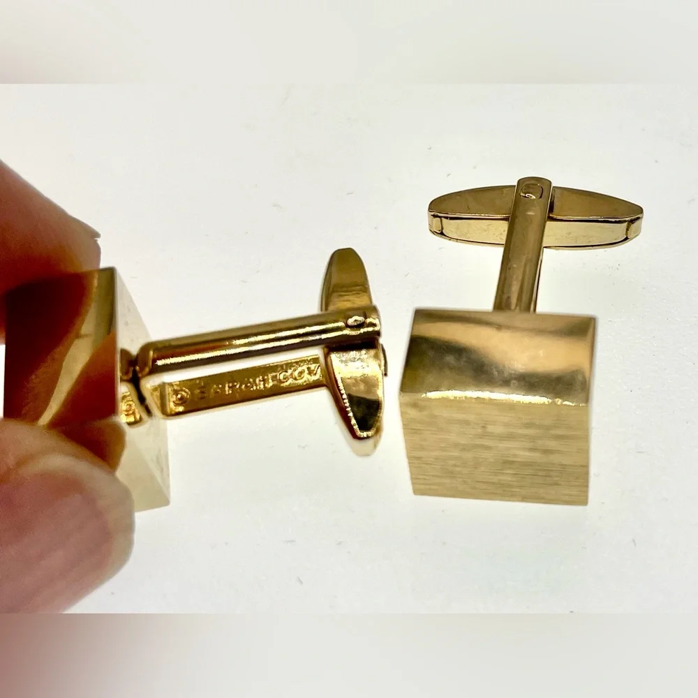 3 for $30 Vintage Sarah Coventry Daytona 500 Cufflinks Gold Tone Cubed